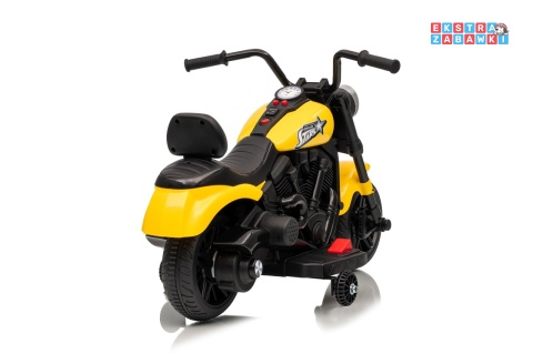 Motor STAR na akumulator - żółty, 1x35W 6V/4.5Ah, światła LED, panel muzyczny, boczne kółka, wolny start [XMX-659]