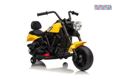 Motor STAR na akumulator - żółty, 1x35W 6V/4.5Ah, światła LED, panel muzyczny, boczne kółka, wolny start [XMX-659]