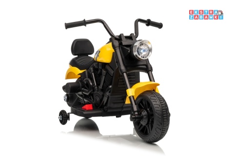 Motor STAR na akumulator - żółty, 1x35W 6V/4.5Ah, światła LED, panel muzyczny, boczne kółka, wolny start [XMX-659]