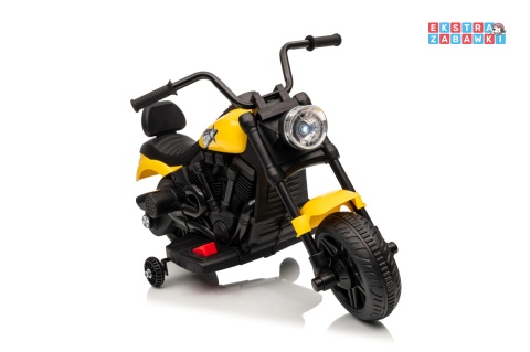 Motor STAR na akumulator - żółty, 1x35W 6V/4.5Ah, światła LED, panel muzyczny, boczne kółka, wolny start [XMX-659]