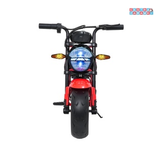 Czerwony Motor SUPERMOTO na akumulator - 1x300W, 24V/9Ah, EVA, LED, Bluetooth, ekoskóra, amortyzacja z tyłu - [WH8899]