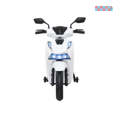 Biały skuter HONDA SH125I na akumulator - 1x35W, 12V/7Ah, EVA, ekoskóra, LED, Bluetooth, boczne kółka - [A9907]