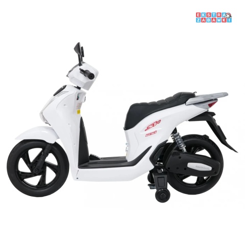 Biały skuter HONDA SH125I na akumulator - 1x35W, 12V/7Ah, EVA, ekoskóra, LED, Bluetooth, boczne kółka - [A9907]