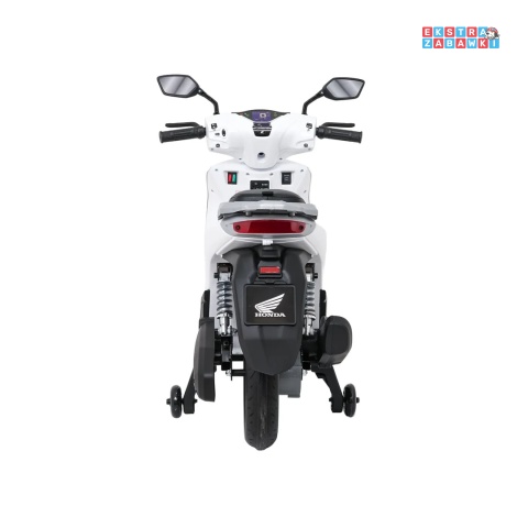 Biały skuter HONDA SH125I na akumulator - 1x35W, 12V/7Ah, EVA, ekoskóra, LED, Bluetooth, boczne kółka - [A9907]