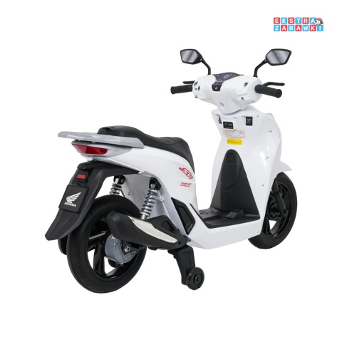 Biały skuter HONDA SH125I na akumulator - 1x35W, 12V/7Ah, EVA, ekoskóra, LED, Bluetooth, boczne kółka - [A9907]