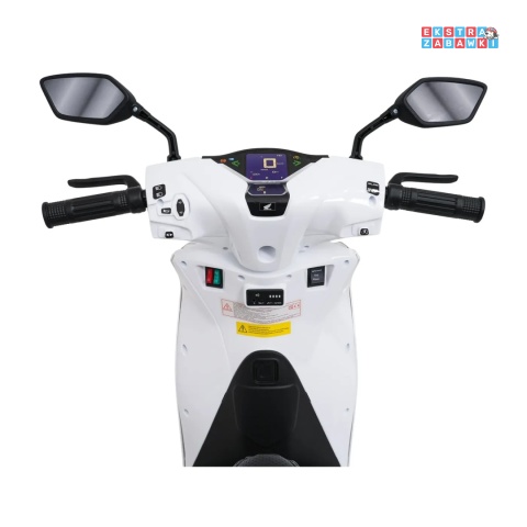 Biały skuter HONDA SH125I na akumulator - 1x35W, 12V/7Ah, EVA, ekoskóra, LED, Bluetooth, boczne kółka - [A9907]