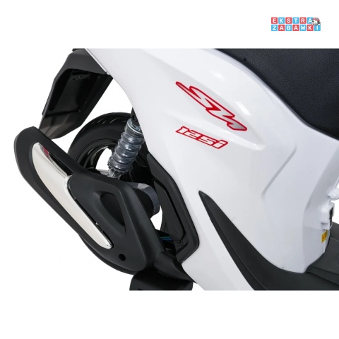 Biały skuter HONDA SH125I na akumulator - 1x35W, 12V/7Ah, EVA, ekoskóra, LED, Bluetooth, boczne kółka - [A9907]