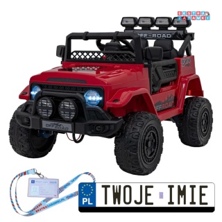 [JJ2122] Pojazd Off-road Climber na akumulator 4x4 (2x35W 2x20W) 12V/7Ah ekoskóra EVA LED pilot - czerwony
