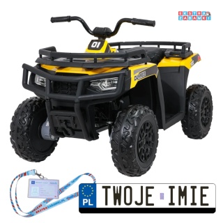 Żółty Quad ATV Arctic Cat na akumulator - 4x200W, 24V/10Ah, pilot, EVA, LED, Bluetooth, ekoskóra [A800]