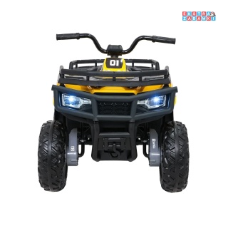 Żółty Quad ATV Arctic Cat na akumulator - 4x200W, 24V/10Ah, pilot, EVA, LED, Bluetooth, ekoskóra [A800]