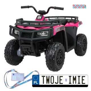 Różowy Quad ATV Arctic Cat na akumulator - 4x200W, 24V/10Ah, pilot, EVA, LED, Bluetooth, ekoskóra [A800]