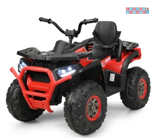 Czerwony Quad ATV Desert na akumulator - 4x45W, 12V/10Ah, kluczyki, pilot, ekoskóra, EVA, LED, panel audio [XMX-607]