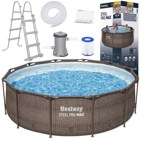 Bestway basen Stelażowy 366x100cm 9w1 rattan 56709