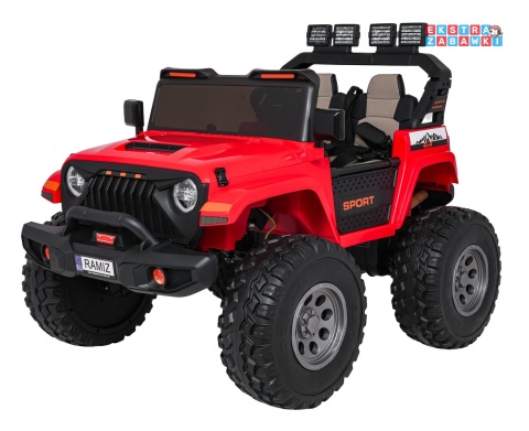 [SX2539] Terenowy Extreme Sport na akumulator 4x4 960W 24V/7Ah Bluetooth EVA ekoskóra LED - czerwony