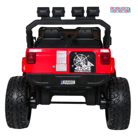 [SX2539] Terenowy Extreme Sport na akumulator 4x4 960W 24V/7Ah Bluetooth EVA ekoskóra LED - czerwony