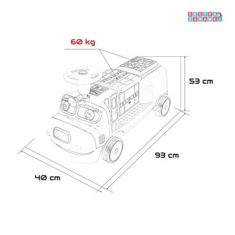 [SX3658] Lokomotywa Stacyjkowo dwuosobowa na akumulator 2x35W 12V/7Ah Bluetooth Led 2 prędkości - czerwony