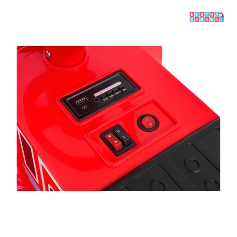 [SX3658] Lokomotywa Stacyjkowo dwuosobowa na akumulator 2x35W 12V/7Ah Bluetooth Led 2 prędkości - czerwony