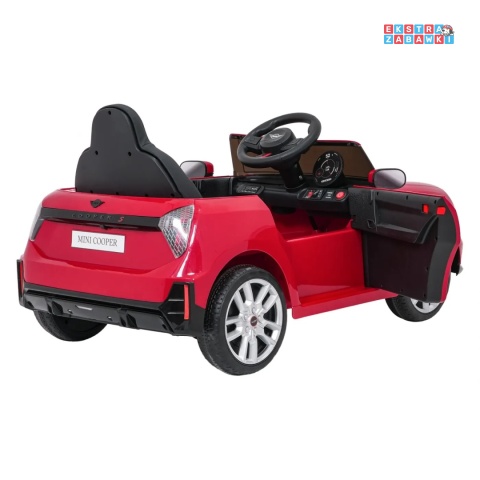 [SX3518] Autko Mini Cooper na akumulator 2x35W 12V/7Ah koła EVA Bluetooth LED z przodu i z tyłu pilot - czerwony