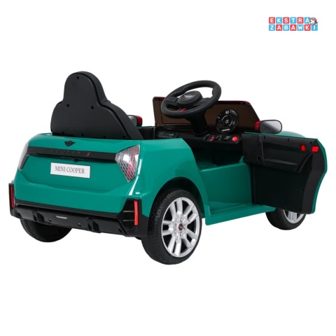 [SX3518] Autko Mini Cooper na akumulator 2x35W 12V/7Ah koła EVA Bluetooth LED z przodu i z tyłu pilot - zielony