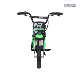 Zielony Motor enduro RZ56 MAX na akumulator - 1x350W, 24V/10Ah, pompowane opony, ekoskóra, wolny start, Bluetooth, LED - [SX2328