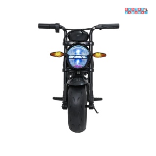 Czarny Motor SUPERMOTO na akumulator - 1x300W, 24V/9Ah, EVA, LED, Bluetooth, ekoskóra, amortyzacja z tyłu - [WH8899]