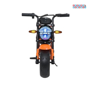 Pomarańczowy Motor SUPERMOTO na akumulator - 1x300W, 24V/9Ah, EVA, LED, Bluetooth, ekoskóra, amortyzacja z tyłu - [WH8899]