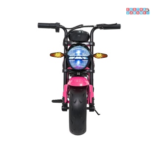Różowy Motor SUPERMOTO na akumulator - 1x300W, 24V/9Ah, EVA, LED, Bluetooth, ekoskóra, amortyzacja z tyłu - [WH8899]
