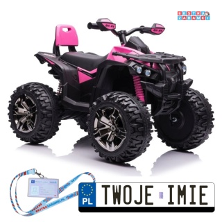 Różowy Quad QLS-3288 na akumulator - 4x45W, 12V/10Ah, EVA, Bluetooth, LED, automatyczny hamulec [9052]