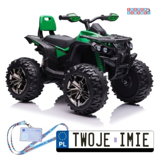 Zielony Quad QLS-3288 na akumulator - 4x45W, 12V/10Ah, EVA, Bluetooth, LED, automatyczny hamulec [9053]