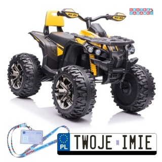 Żółty Quad QLS-3288 na akumulator - 4x45W, 12V/10Ah, EVA, Bluetooth, LED, automatyczny hamulec [9050]