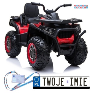 Czerwony Quad XMX607 na akumulator - 4x45W, 12V/10Ah, EVA, ekoskóra, LED [7490]