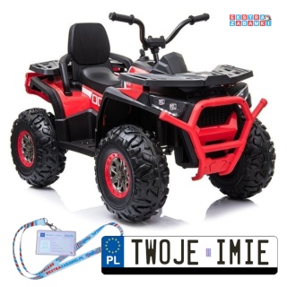 Czerwony Quad XMX607 na akumulator - 4x45W, 12V/10Ah, EVA, LED, ekoskóra, kluczyk [4140]