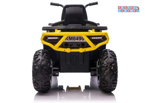 Żółty Quad XMX607 na akumulator - 4x45W, 12V/10Ah, EVA, LED, ekoskóra, kluczyk [4143]