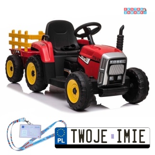 Traktor XMX611 z przyczepą na akumulator - czerwony, 2x45W, panel muzyczny, pilot [5336]
