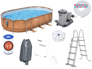 Basen stelażowy Bestway 610x366x122 deska 10w1 pompa drabinka + LED 56719