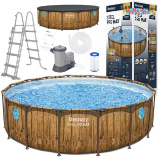 Bestway Basen stelażowy drewno 488x122 11w1 56725
