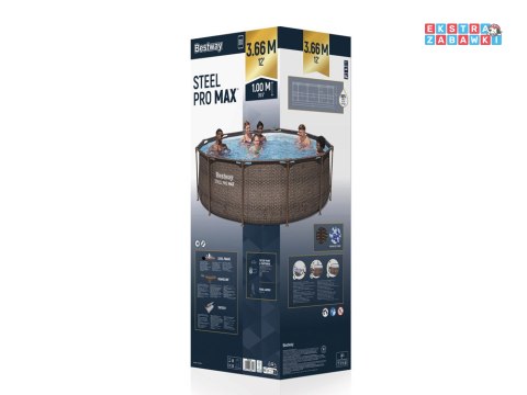 Bestway basen Stelażowy 366x100cm 9w1 rattan 56709