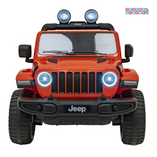 Jeep Wrangler Rubicon na akumulator - pomarańczowy, 4x45W, 12V/10Ah, EVA, pilot, LED, MP3, BT - [JWR555]