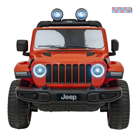 Jeep Wrangler Rubicon na akumulator - pomarańczowy, 4x45W, 12V/10Ah, EVA, pilot, LED, MP3, BT - [JWR555]