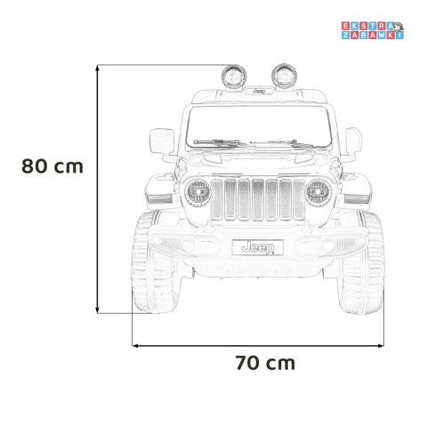 Jeep Wrangler Rubicon na akumulator - pomarańczowy, 4x45W, 12V/10Ah, EVA, pilot, LED, MP3, BT - [JWR555]
