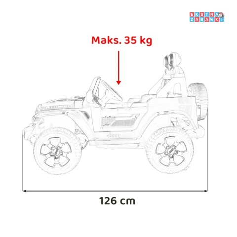 Jeep Wrangler Rubicon na akumulator - pomarańczowy, 4x45W, 12V/10Ah, EVA, pilot, LED, MP3, BT - [JWR555]
