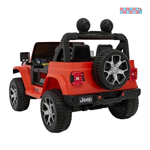 Jeep Wrangler Rubicon na akumulator - pomarańczowy, 4x45W, 12V/10Ah, EVA, pilot, LED, MP3, BT - [JWR555]