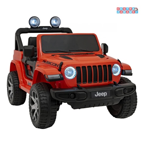 Jeep Wrangler Rubicon na akumulator - pomarańczowy, 4x45W, 12V/10Ah, EVA, pilot, LED, MP3, BT - [JWR555]