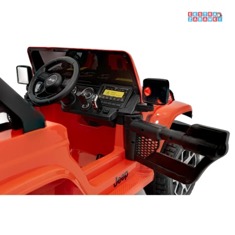 Jeep Wrangler Rubicon na akumulator - pomarańczowy, 4x45W, 12V/10Ah, EVA, pilot, LED, MP3, BT - [JWR555]