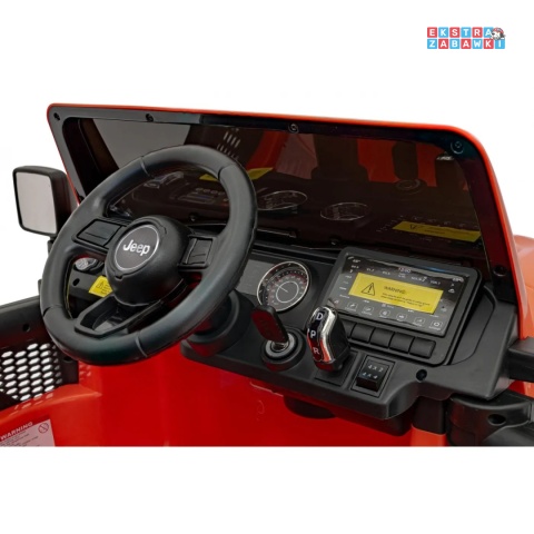 Jeep Wrangler Rubicon na akumulator - pomarańczowy, 4x45W, 12V/10Ah, EVA, pilot, LED, MP3, BT - [JWR555]