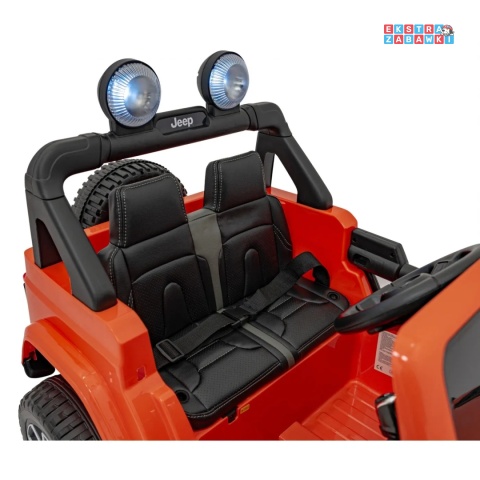 Jeep Wrangler Rubicon na akumulator - pomarańczowy, 4x45W, 12V/10Ah, EVA, pilot, LED, MP3, BT - [JWR555]