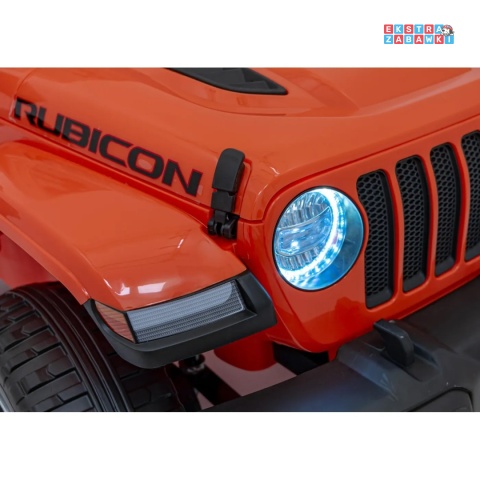 Jeep Wrangler Rubicon na akumulator - pomarańczowy, 4x45W, 12V/10Ah, EVA, pilot, LED, MP3, BT - [JWR555]