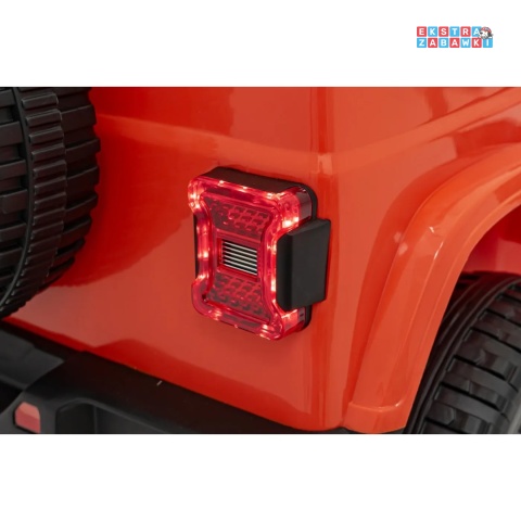 Jeep Wrangler Rubicon na akumulator - pomarańczowy, 4x45W, 12V/10Ah, EVA, pilot, LED, MP3, BT - [JWR555]
