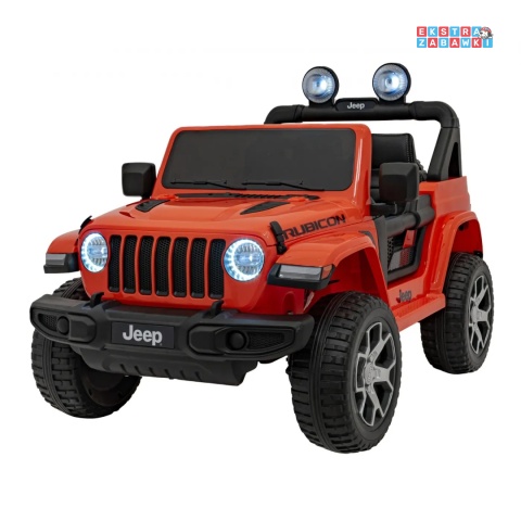 Jeep Wrangler Rubicon na akumulator - pomarańczowy, 4x45W, 12V/10Ah, EVA, pilot, LED, MP3, BT - [JWR555]