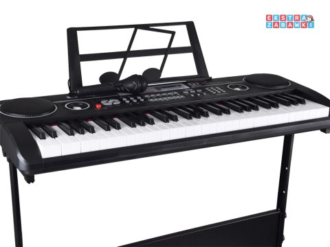 [IN0187] Keyboard 61 klawiszy podświetlane stojak mikrofon organy edukacyjne